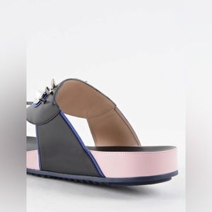 100% Authentic Fendi Leather thong sandals with Fendi Faces and rubber sole
